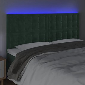 Κεφαλάρι Κρεβατιού LED Σκούρο Πράσινο 160x5x118/128 εκ. - Πράσινο