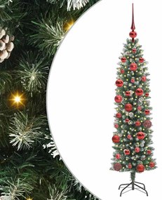 vidaXL Τεχνητό Λεπτό Χριστουγεννιάτικο Δέντρο Πράσινο και Λευκό 150 cm