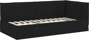 vidaXL Κρεβάτι Γωνίας Μαύρο 90 x 190 cm ύφασμα