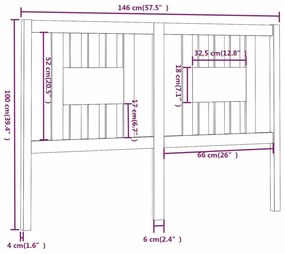 Κεφαλάρι Κρεβατιού Μελί 146 x 4 x 100 εκ. από Μασίφ Ξύλο Πεύκου - Καφέ