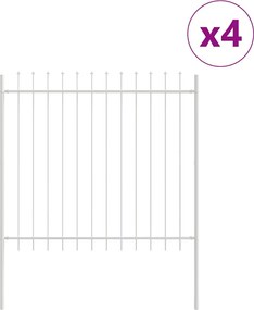 vidaXL Φράχτης Κήπου 4 pcs Λευκό 6,8 x 1,5 μ Ατσάλι με Πούδρα