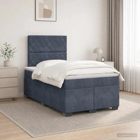vidaXL Κρεβάτι box spring με στρώμα Σκούρο Γκρι 120 x 190 cm Βελούδο