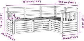 vidaXL Σετ Καναπέ 4 pcs Λευκό 187,5 x 128,5 x 73 εκ