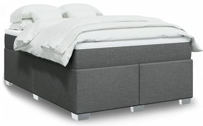 vidaXL Κρεβάτι Boxspring με Στρώμα Σκούρο Γκρι 140x190 εκ. Υφασμάτινο