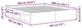 Πλαίσιο κρεβατιού χωρίς στρώμα 180x200 εκ. Επεξεργασμένο Ξύλο - Καφέ