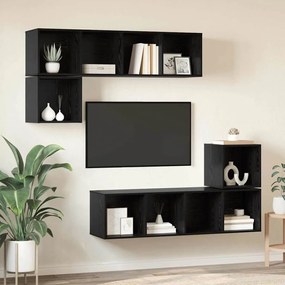 vidaXL Σετ επίπλου τηλεόρασης 4 pcs Μαύρη δρυς 37 x 37 x 142.5 εκ