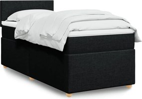 vidaXL Κρεβάτι Boxspring με Στρώμα Μαύρο 90x190 εκ.Υφασμάτινο