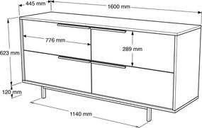 Μπουφές 160x44,5x74,3εκ On3-S Χρώμα Καρυδί