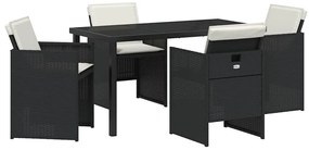 vidaXL Σέτ φαγητού για κήπο 5 pcs Μαύρο συνθετικό ρατάν