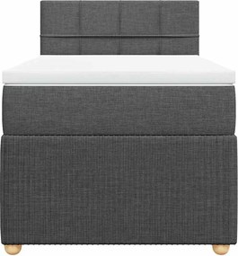 vidaXL Κρεβάτι Boxspring με Στρώμα Σκούρο Γκρι 90x190 εκ. Υφασμάτινο