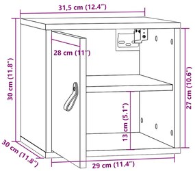 Ντουλάπι Τοίχου 31,5x30x30 εκ. από Μασίφ Ξύλο Πεύκου - Καφέ