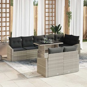 vidaXL Σετ Καναπέ Κήπου 9 pcs Ανοιχτό γκρι 100 x 55 x 73 εκ