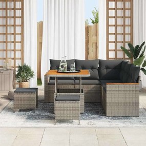 vidaXL Σετ Καναπέ Κήπου με μαξιλάρι 8 pcs Γκρι Πολυ ράταν
