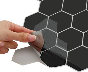 vidaXL Εξάγωνο Πλακάκι 10 pcs Μαύρο 30 x 30 cm Πολυουρεθάνη και PET