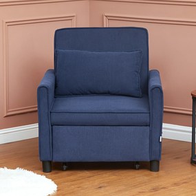 HOMCOM Πολυθρόνα-κρεβάτι, ρυθμιζόμενη, 3 θέσεις, κάλυμμα κοτλέ, έως 120 kg, μπλε