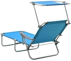 vidaXL Ξαπλώστρα Μπλε Ατσάλινη με Σκίαστρο
