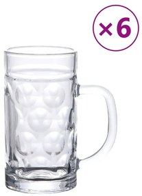 Κούπα Μπίρας με Λαβή Γυάλινη 6 Τεμ. 500 ml - Διαφανές