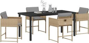 vidaXL Σέτ φαγητού για κήπο 5 pcs Μπεζ συνθετικό ρατάν