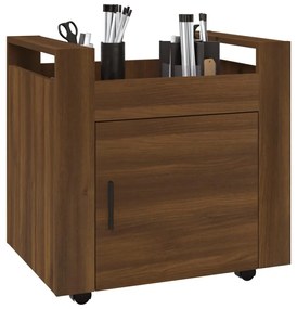 vidaXL Τρόλεϊ Γραφείου Καφέ Δρυς 60x45x60 εκ. από Επεξεργασμένο Ξύλο