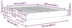 ΠΛΑΙΣΙΟ ΚΡΕΒΑΤΙΟΥ ΧΩΡΙΣ ΣΤΡΩΜΑ 135X190 CM ΜΑΣΙΦ ΞΥΛΟ ΔΡΥΣ 3324131