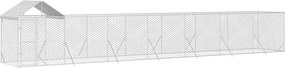 vidaXL Κλουβί Σκύλου Εξ. Χώρου με Οροφή Ασημί 14x2x2,5 μ. Γαλβ. Ατσάλι