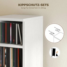 204 Ράφια αποθήκευσης CD Σετ 2, Blu-Ray Tower Stand με ρυθμιζόμενα ράφια, Organizer ραφιών, Λευκό