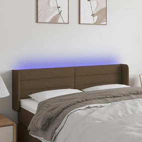 vidaXL Κεφαλάρι Κρεβατιού LED Σκούρο Καφέ 147x16x78/88 εκ. Υφασμάτινο