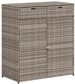 vidaXL Ντουλάπι Αποθήκευσης Κήπου Γκρι 105x55x113 εκ. Συνθετικό Ρατάν