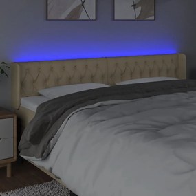 vidaXL Κεφαλάρι Κρεβατιού LED Κρεμ 203x16x78/88 εκ. Υφασμάτινο