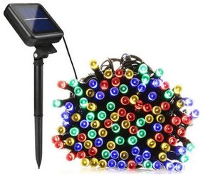 Ηλιακά Φωτάκια Πολύχρωμου RGB Φωτισμού 100 Led με Πάνελ