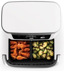 Διπλή φριτέζα με ζεστό αέρα Ninja AF500EUWH, 10,4 l, 7 προγράμματα, Χρονοδιακόπτης, Ανεξάρτητες ζώνες, Λευκό