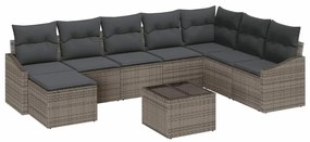 vidaXL Σετ Καναπέ Κήπου 9 pcs Γκρι Πολυ ράταν
