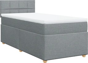 vidaXL Κρεβάτι Boxspring με Στρώμα Ανοιχτό Γκρι 100x200 εκ. Υφασμάτινο