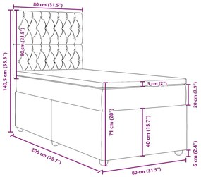 Κρεβάτι Boxspring με Στρώμα Μπλε 80x200 εκ. Υφασμάτινο - Μπλε