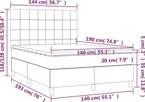 vidaXL Κρεβάτι Boxspring με Στρώμα Μαύρο 140x190 εκ. Υφασμάτινο