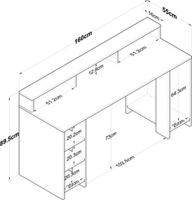 Γραφείο Καρυδιά / Ανθρακί HA110 160x55x89,5
