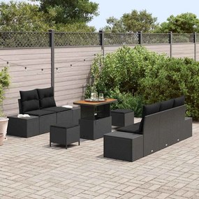 vidaXL Σετ Καναπέ Κήπου με μαξιλάρι 8 pcs Μαύρο Πολυ ράταν