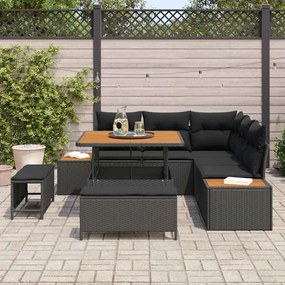 vidaXL Σετ Καναπέ Κήπου 8 pcs Μαύρο συνθετικό ρατάν