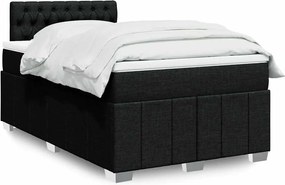 vidaXL Κρεβάτι Boxspring με Στρώμα Μαύρο 120x200 εκ. Υφασμάτινο