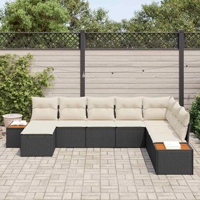 vidaXL Σετ Καναπέ Κήπου 8 pcs Μαύρο και κρεμ 319 x 209 x 85 εκ.