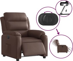 vidaXL Πολυθρόνα Ηλεκτρική Ανακλινόμενη Καφέ Συνθ. Δέρμα