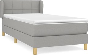 vidaXL Κρεβάτι Boxspring με Στρώμα Ανοιχτό Γκρι 90x200 εκ. Υφασμάτινο