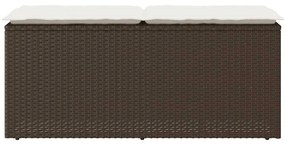 Πάγκος κήπου με μαξιλάρι καφέ 110x40x44 cm Poly Rattan - Καφέ