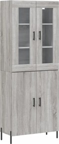 vidaXL Ντουλάπι Γκρι Sonoma 69,5 x 34 x 180 εκ. Επεξεργασμένο Ξύλο
