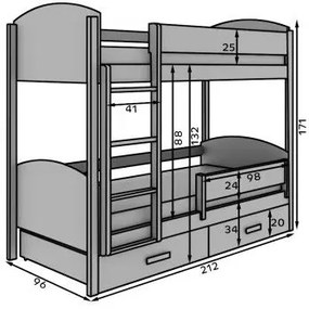 Κουκέτα Jacky M plus-Leuko-200 x 90