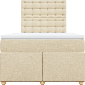 vidaXL Κρεβάτι Boxspring με Στρώμα Κρεμ 120x190 εκ. Υφασμάτινο