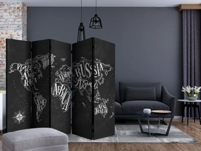 Διαχωριστικό με 5 τμήματα - Retro Continents (Black) II [Room Dividers]