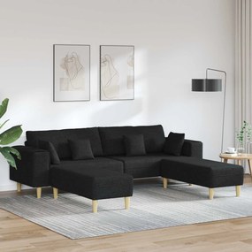vidaXL Καναπές με μαξιλάρι 3 pcs Μαύρο ύφασμα