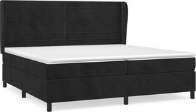 vidaXL Κρεβάτι Boxspring με Στρώμα Μαύρο 200x200 εκ. Βελούδινο