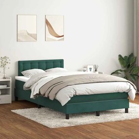 Κρεβάτι Boxspring με Στρώμα Σκούρο Πράσινο 120x210εκ. Βελούδινο